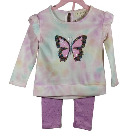 Y BTween Baby 3pc Tie Dye Pullover Sweater & Dot Leggings Set Outfit NWT 18M - Picture 1 of 10